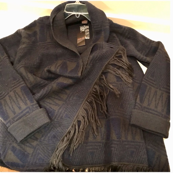 heather B Boiled Wool Aztec Fringed Jacket, NWT - Picture 3 of 4